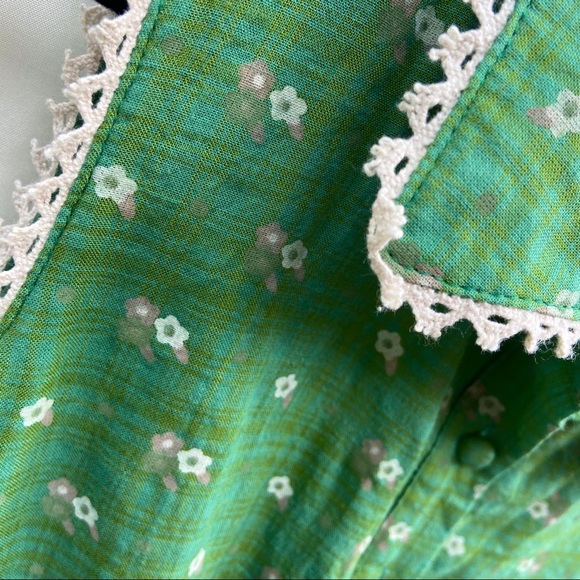 Modcloth Moon Brand Green Plaid Floral Dress - Picture 3 of 7